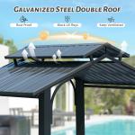 8x5FT Hardtop Grill Gazebo, Outdoor BBQ Gazebo W Galvanized Steel Double Roof, Permanent Sun Shade Grill Canopy Shelter With 2 Side Shelves And Ceiling Hook For Patio Deck Yard Garden  Grey
