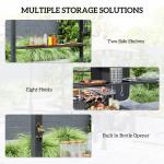 8' x 5' Outdoor Grill Gazebo, Barbecue Gazebo Shelter with LED Light, 2 Side Shelves, Hooks, Bottle Opener, Dark Brown