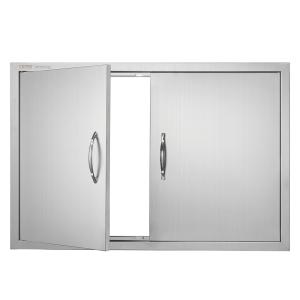 Grill-Zugangstür, 889 X 610 Mm, Doppelte Außenküchentür, Flächenbündig Montierte Edelstahltür, Vertikale Wandtür Mit Griffen, Für Grillinsel, Grillstation, Außenschrank
