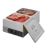 Commercial Food Warmer, 1200W Electric Stainless Steel Steam Food Warmer, Fast Heating Countertop Buffet Bain Marie With Two 1/2 Size Food Pans, For Catering, Restaurants, Parties & Buffets
