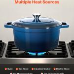 Enameled Cast Iron Dutch Oven Heavy-Duty Cookware With Lid Handles 6 Qt Blue