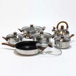 NEW 12pcs Stainless Steel Cookware Saucepan, Casserole & Fry Pan Set With Glass Lid