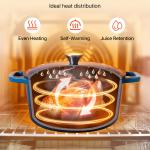 Enameled Cast Iron Dutch Oven Heavy-Duty Cookware With Lid Handles 6 Qt Blue