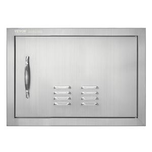 Grill-Zugangstür, 508 X 356 Mm, Einzelne Außenküchentür, Flächenbündig Montierte Edelstahltür, Vertikale Wandtür Mit Griff Und Lüftungsschlitzen, Für Grillinsel, Grillstation, Außenschrank