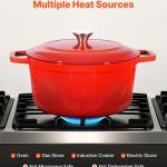 Enameled Cast Iron Dutch Oven Heavy-Duty Cookware With Lid Handles 6 Qt Red