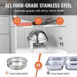 Roll Top Chafing Dish Buffet Set, 6 Qt 2 Pack, Stainless Steel Chafer With 2 Full Size Pans, Round Catering Warmer Server With Lid Water Pan Stand Fuel Holder, For At Least 5 People Each