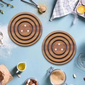 Acacia Mangium Kitchen Round Casserole Large Black Silicone Ring Magnetic Suction Pot Mat