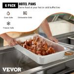 6 Pack Steam Table Pans 20.9 X 12.8 X 3.9 Inch Deep Steam Table Pan Full Size 13L Deep Food Container Stainless Steel Oven Tray Hotel Pans Anti-Jam Steam Table Food Pan