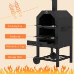 Steel 3-Tier Outdoor Pizza Oven Charcoal BBQ Grill, Black