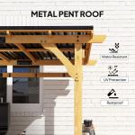 13 X 6 Wooden BBQ Grill Gazebo, Outdoor Hardtop Grill Gazebo With Metal Roof, 2 Bar Shelves And 6 Hooks, Natural