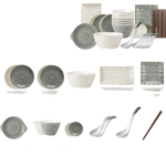 Dishes Set Nordic Phnom Penh Light Luxury Ceramic Tableware Household Modern Simple Tableware Chopsticks Big Soup Bowl Combination