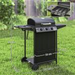 Four Burner Gas Grill BBQ - Black